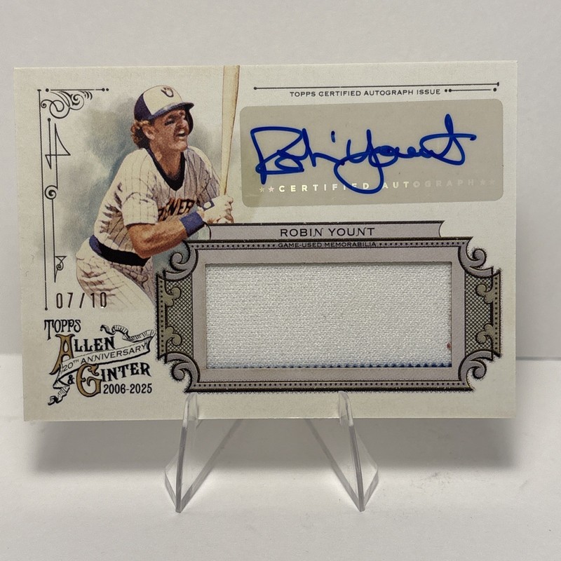 2025 ROBIN YOUNT TOPPS ALLEN & GINTER JERSEY PATCH AUTO RELIC #AGAR-YO 7/10