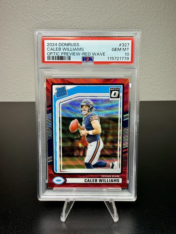 2024 Donruss Caleb Williams #327 Optic Preview Red Wave Prizm (RC) PSA 10