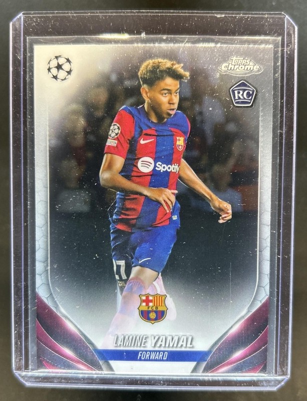 2023-24 Topps Chrome UEFA Lamine Yamal RC Refractor Rookie #64 Barcelona