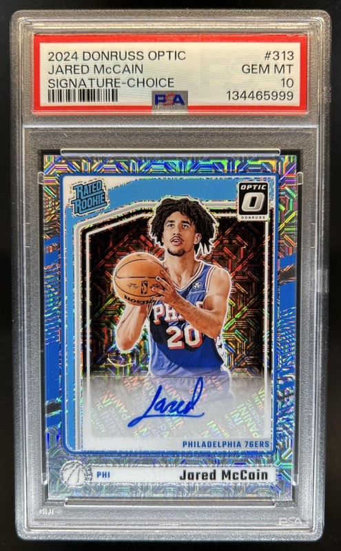 2024-25 Donruss Optic Jared McCain Rated Rookie Choice Prizm RC Auto #313 PSA 10