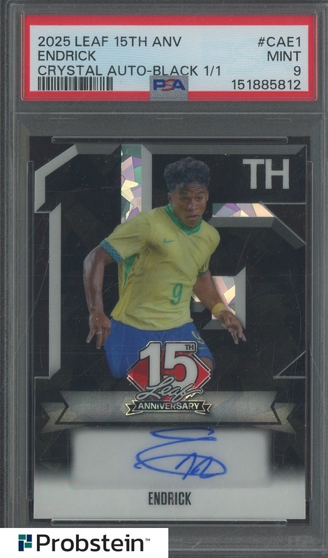 2025 Leaf 15th Annv Crystal Black #CAE1 Endrick AUTO 1/1 PSA 9 MINT