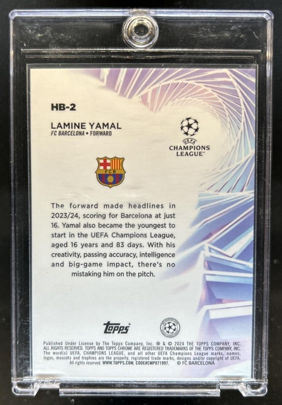 2023-24 Topps Chrome UEFA Lamine Yamal Hobby Masters RC Rookie #HB-2 Barcelona view 2