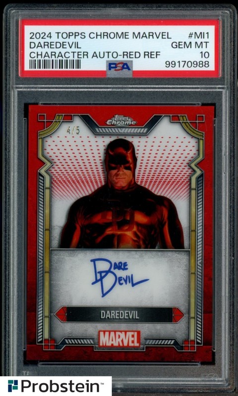 2024 Topps Chrome Marvel Red Refractor Daredevil Character AUTO 4/5 PSA 10