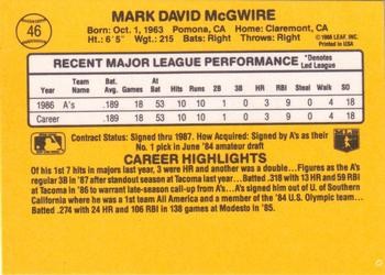 1987 Donruss #46 Mark McGwire PSA 9 view 2