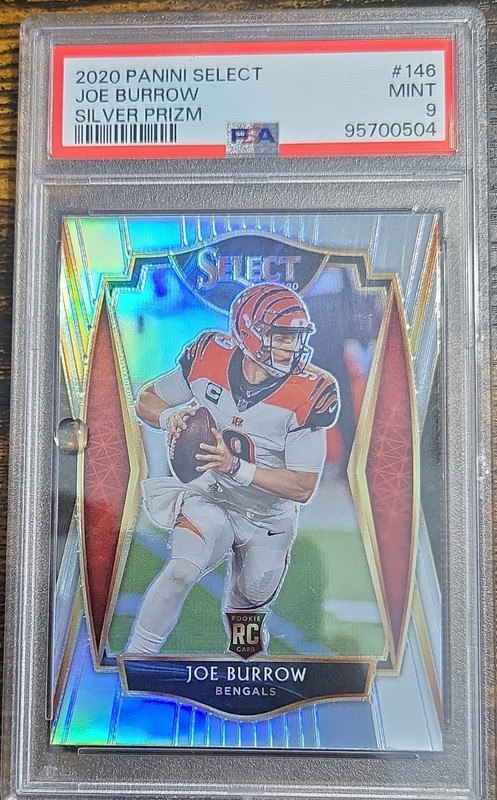 2020 Panini Select Joe Burrow Bengals Rookie Silver Prizm Premier #146 PSA 9