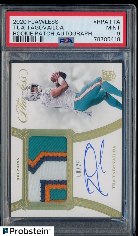 2020 Panini Flawless Tua Tagovailoa RPA RC Rookie Patch AUTO 8/25 PSA 9 MINT