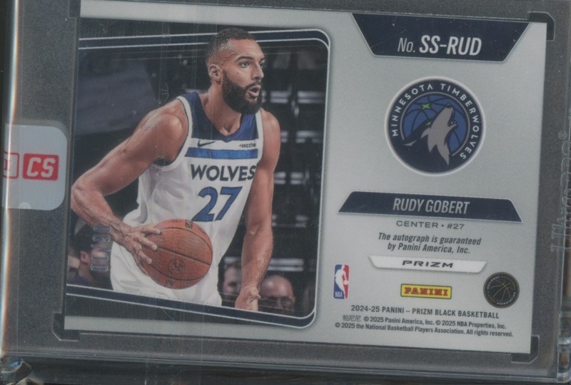 2024-25 Panini Prizm Black Rudy Gobert #SS-RUD Sensational Gold Auto /10 view 2