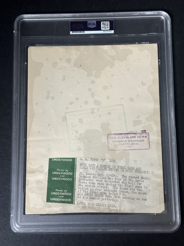 1928 Babe Ruth 3 HR in World Series 8x10 Type 1 Photo w/Lou Gehrig PSA Authentic view 2
