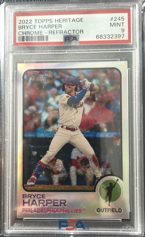 2022 Topps Heritage - Bryce Harper #245 Chrome Refractor /673 (PSA 9)