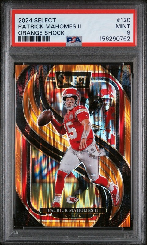 2024  Select - Premier Level Patrick Mahomes II #120 Orange Shock /399 PSA MT 9
