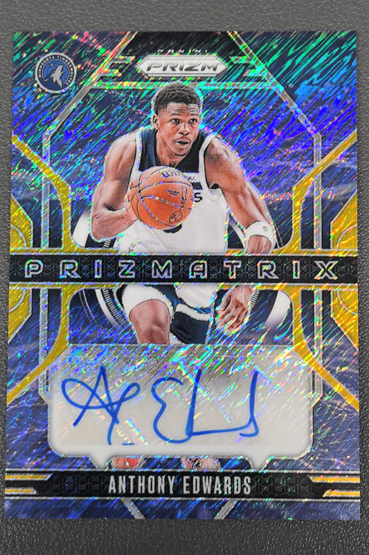 2024-25 Panini Prizm Anthony Edwards Prizmatrix Auto Gold Shimmer 01/10 #PMX-AET