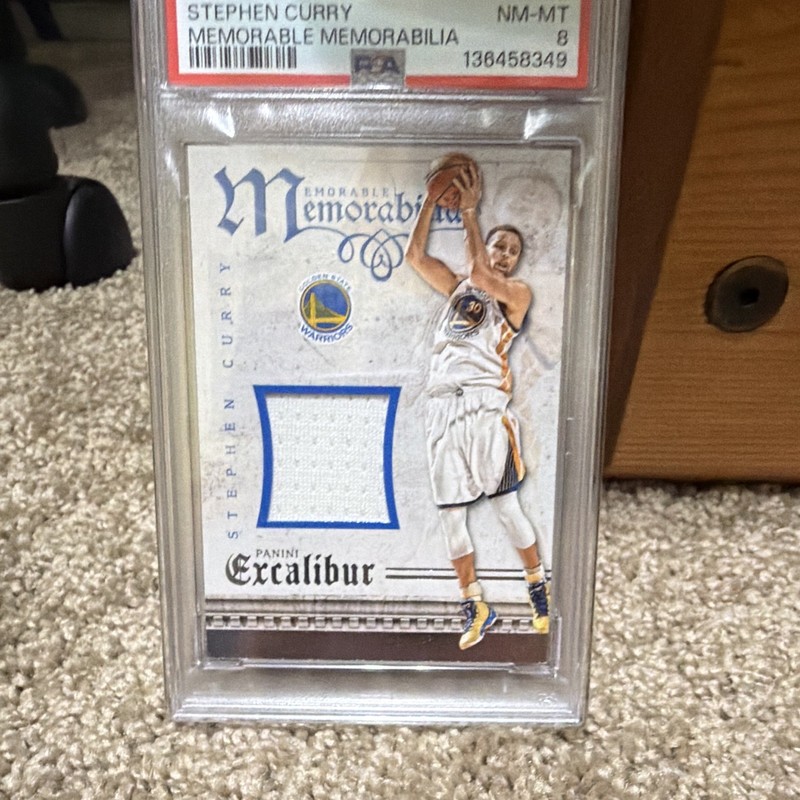 LOW POP RARE Panini Excalibur Stephen Curry #8 Memorable Memorabilia PSA 8