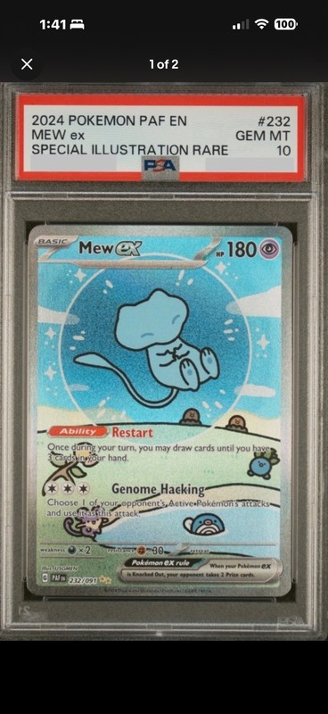Mew ex Eng Pokemon Paldean Fates 232 SIR Bubble Mew PSA 10 Mystery Chaser Pack