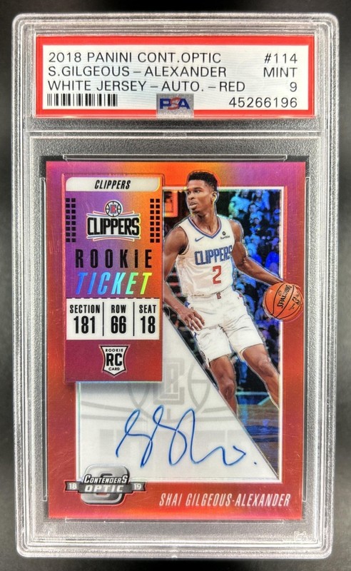 2018-19 Contenders Optic Shai Gilgeous-Alexander Red Rookie Auto #/99 PSA 9
