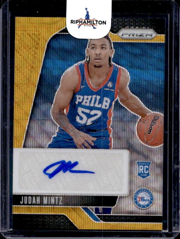 2024-25 Panini Prizm Judah Mintz RC Gold Wave Auto Autograph #/10 76ers Rookie
