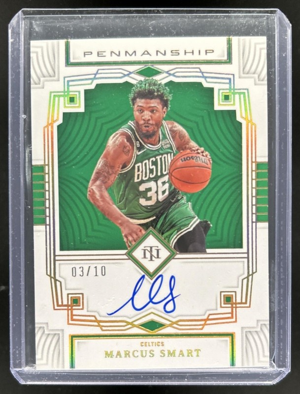2022-23 Panini National Treasures Marcus Smart Penmanship Gold Auto #/10 Celtics