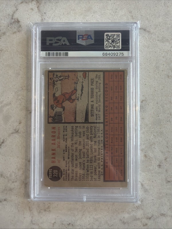 1962 Topps Hank Aaron #320 PSA 2 view 2