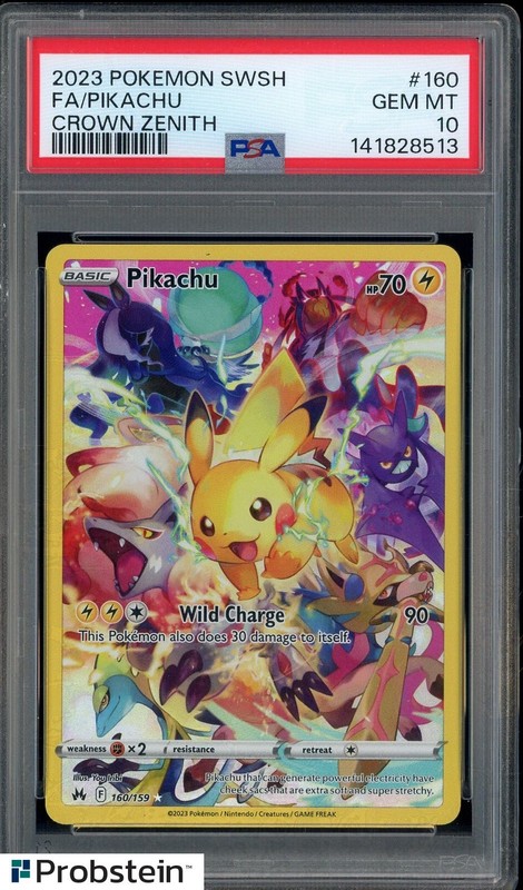 2023 Pokemon SWSH Crown Zenith #160 FA Pikachu PSA 10 GEM MINT