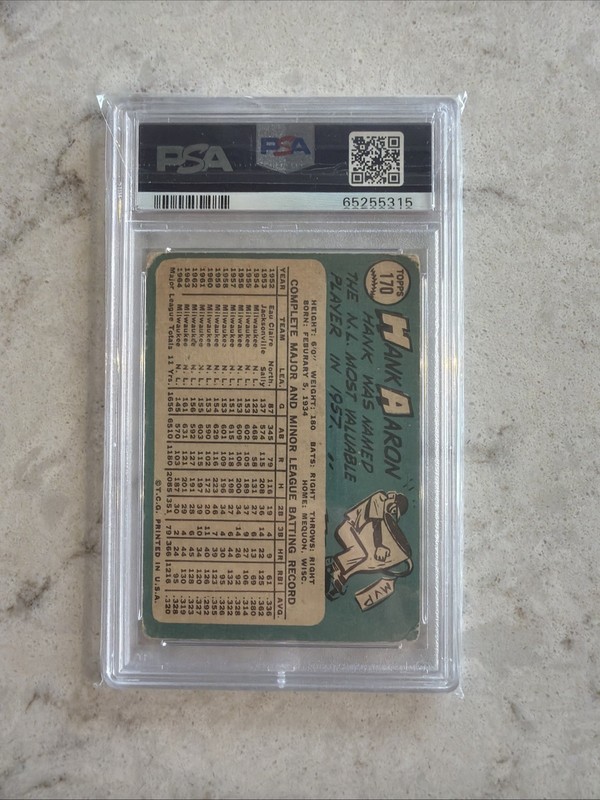 1965 Topps Hank Aaron #170 PSA 1.5 view 2
