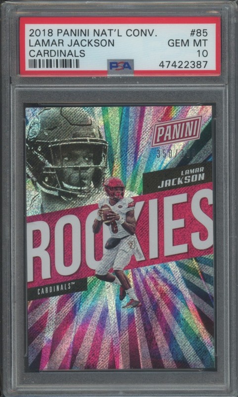 2018 Panini National Convention Lamar Jackson #85 Rookie Cardinals /399 PSA 10