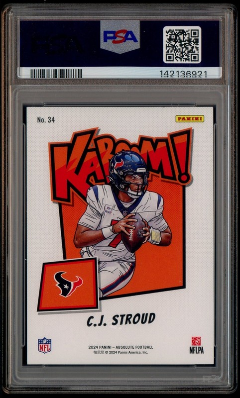 2024 Panini Absolute KABOOM! Gold #34 CJ Stroud Texans 6/10 PSA 8 NM-MT view 2