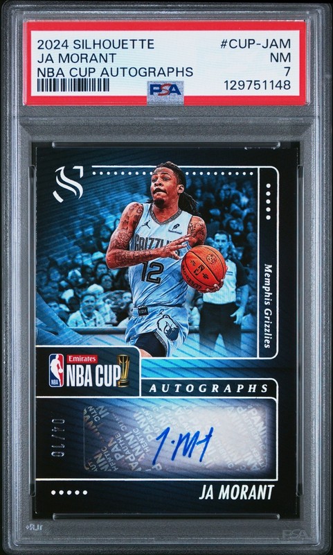 2024-25 Panini Silhouette Basketball Ja Morant #CUP-JAM NBA Cup Auto /10 PSA 7
