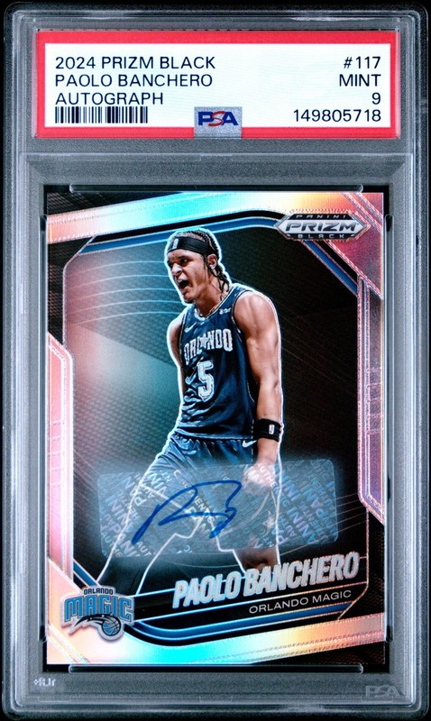 2024-25 Panini Prizm Black Basketball Paolo Banchero #117 Auto Silver PSA 9