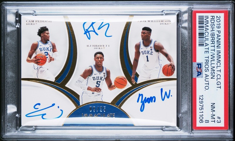 2019-20 National Treasures Reddish Barrett Williamson #3 Auto /25 Trios PSA 8