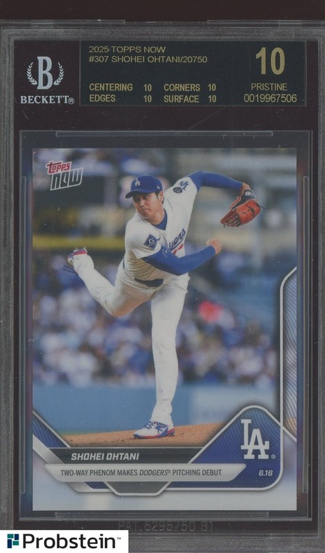 2025 Topps Now #307 Shohei Ohtani Dodgers BGS 10 PRISTINE BLACK LABEL
