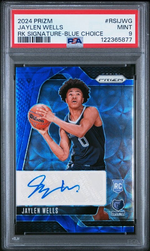 2024-25 Prizm Basketball Jaylen Wells Rookie Signatures Blue Auto /49 PSA 9