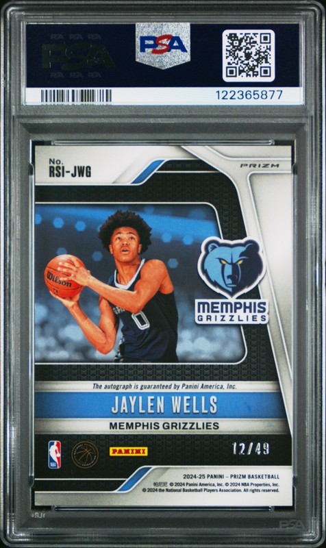 2024-25 Prizm Basketball Jaylen Wells Rookie Signatures Blue Auto /49 PSA 9 view 2