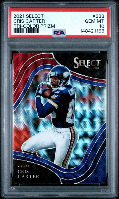 2021 Panini Select Football Cris Carter #338 Tri Color /75 PSA 10