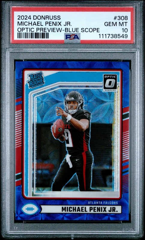 2024 Donruss Optic Football Michael Penix Jr #308 Preview Blue Scope PSA 10