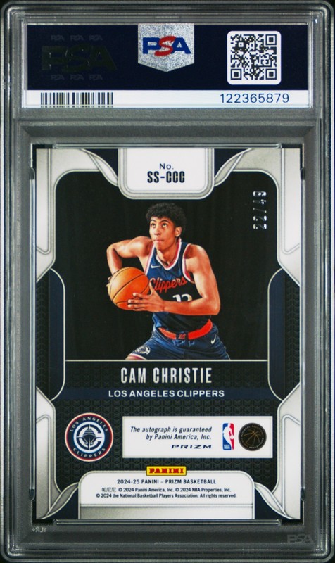 2024-25 Prizm Basketball Cam Christie Sensational Signatures Blue Auto /49 PSA 9 view 2