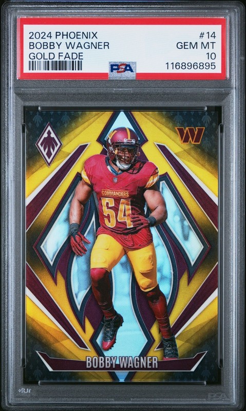 2024 Panini Phoenix Football Bobby Wagner #14 Gold Fade /125 PSA 10