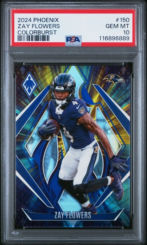 2024 Panini Phoenix Football Zay Flowers #150 ColorBurst /10 PSA 10