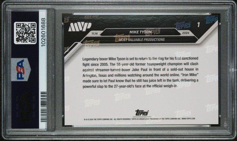 2024 Topps Now Boxing Mike Tyson #1 PSA 10 view 2