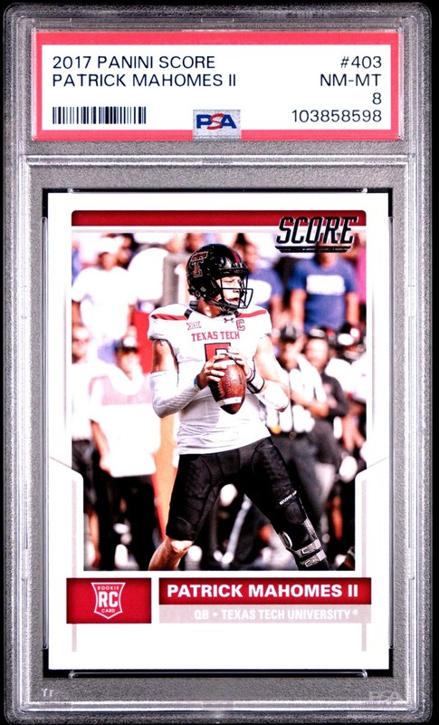 2017 Panini Score Football Patrick Mahomes II #403 Rookie RC PSA 8