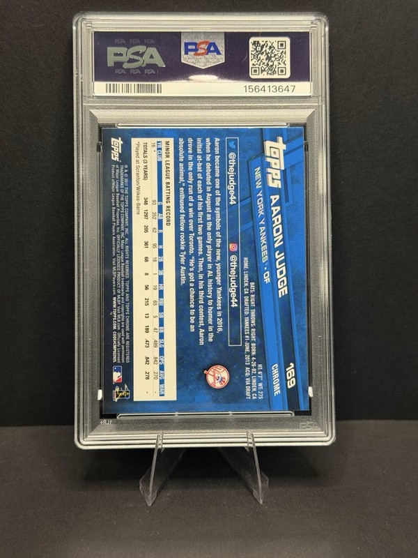 2017 Topps Chrome #169 Aaron Judge PSA 10 Rookie RC view 2