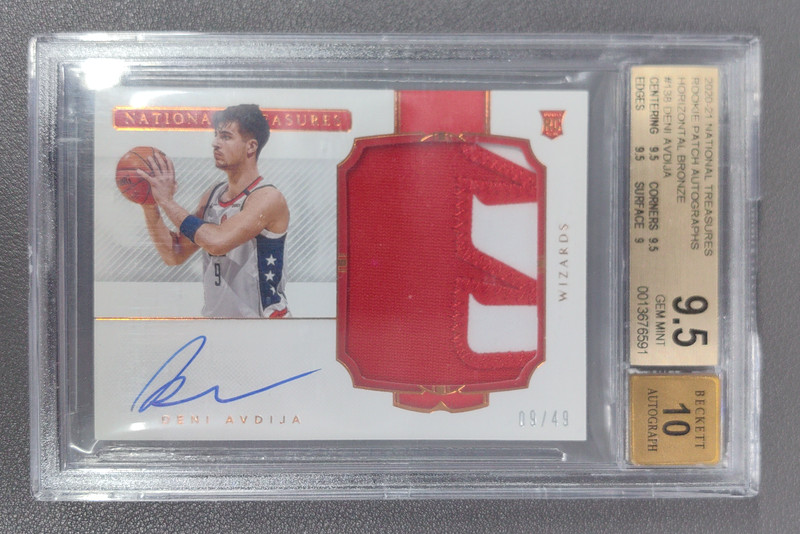 2020-21 National Treasures Deni Avdija RC Auto RPA 9/49 Match 1/1 BGS 9.5/10