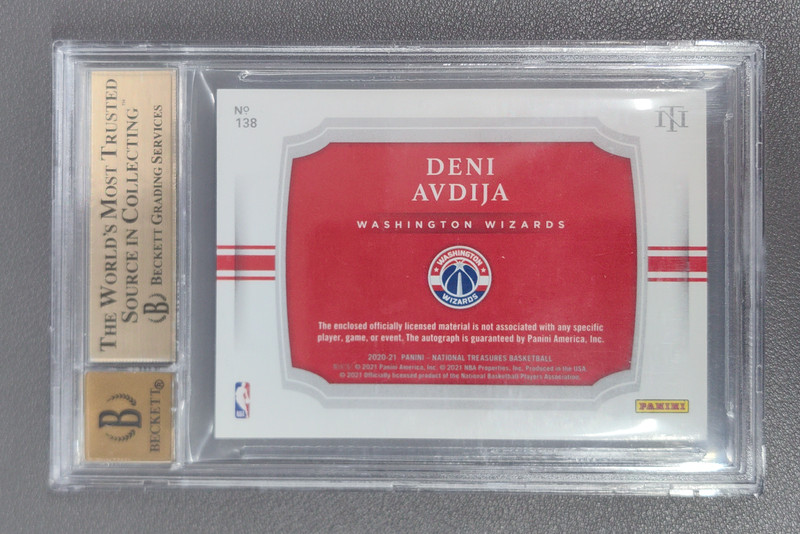 2020-21 National Treasures Deni Avdija RC Auto RPA 9/49 Match 1/1 BGS 9.5/10 view 2