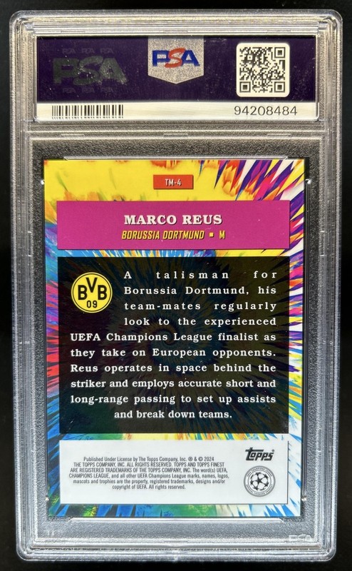 2023-24 Topps Finest UEFA Marco Reus The Man #TM-4 Dortmund PSA 10 GEM MINT view 2
