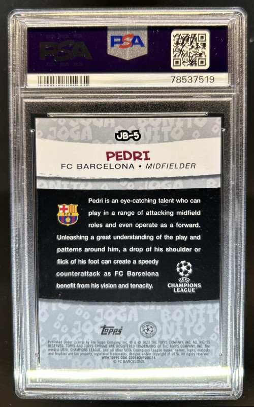 2022-23 Topps Chrome UEFA Pedri Joga Bonito #JB-5 Barcelona PSA 10 GEM MINT view 2