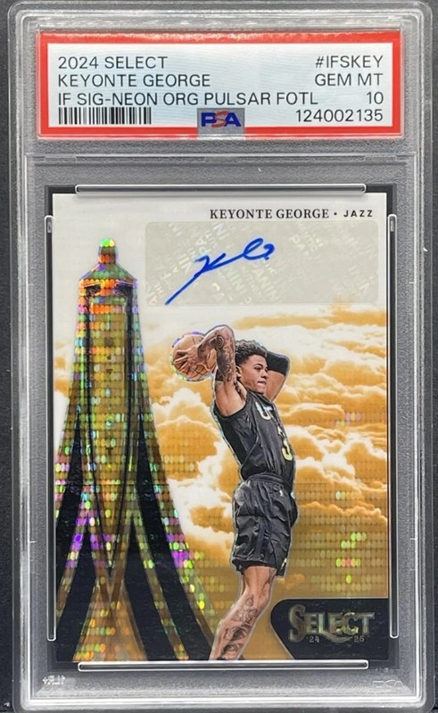 2024-25 Select - Keyonte George In Flight Neon Orange Pulsar /30 AUTO PSA 10 GEM