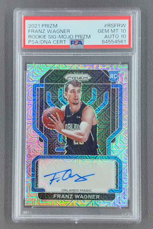 2021-22 Panini Prizm Franz Wagner Rookie Mojo Auto 22/25 Match 1/1 RC PSA 10/10