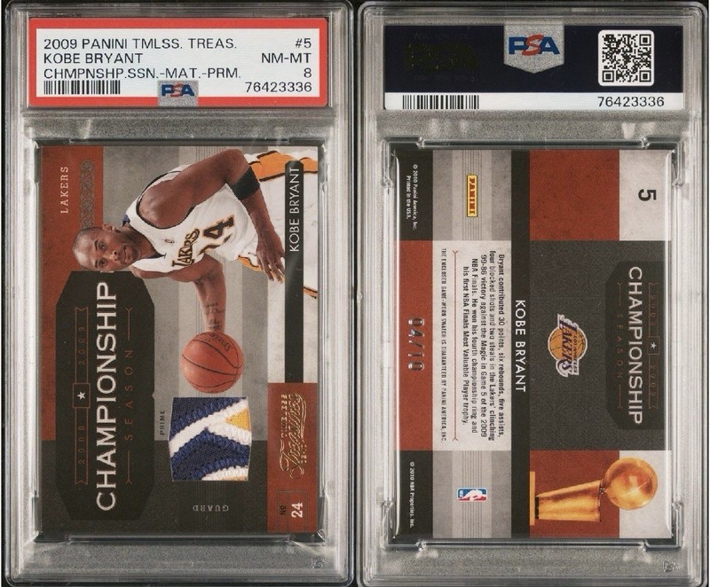 KOBE BRYANT /10 GAME WORN PATCH PSA 8 2009 CHAMPIONSHIP SEASON LAKERS SSP RARE