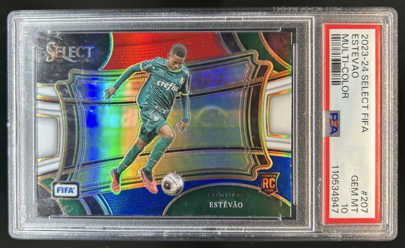 2023-24 Panini Select FIFA Estevao RC Multi Color Prizm Rookie #207 PSA 10