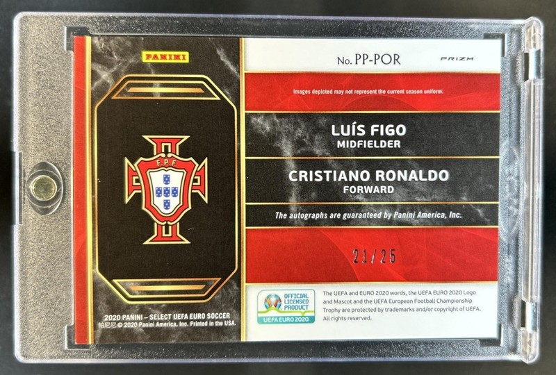 2020-21 Select UEFA Euro Cristiano Ronaldo Luis Figo Past and Present Auto #/25 view 2