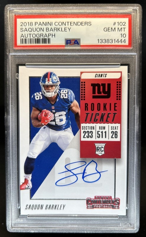 2018 Panini Contenders Saquon Barkley Rookie Ticket Auto RPS RC #102 PSA 10