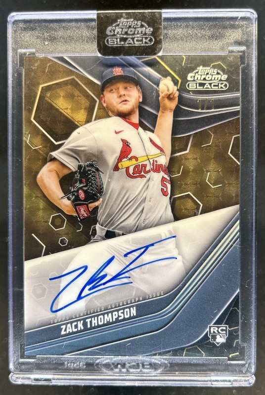 2023 Topps Chrome Black Zack Thompson Auto RC SuperFractor Rookie #1/1 Cardinals